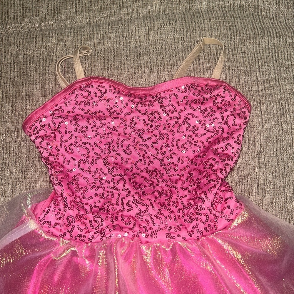 Weissman Pink and Gold Sequin Dance Costume - Picture 2 of 8